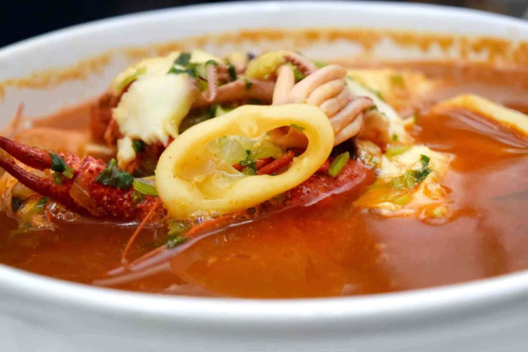 Traditional Mexican soup served hot at La Herradura